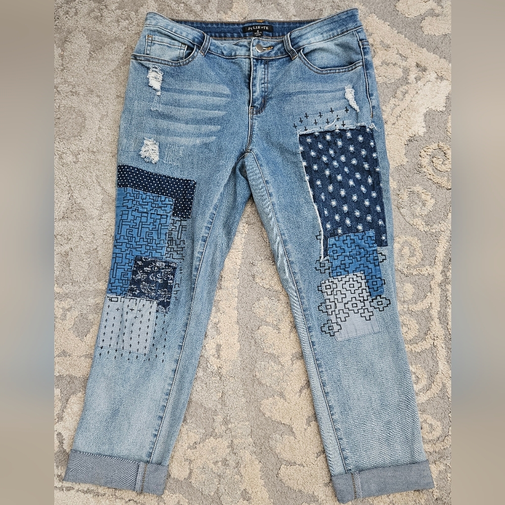 Juliette-Distressed Patchwork Boyfriend Jeans Wom… - image 1